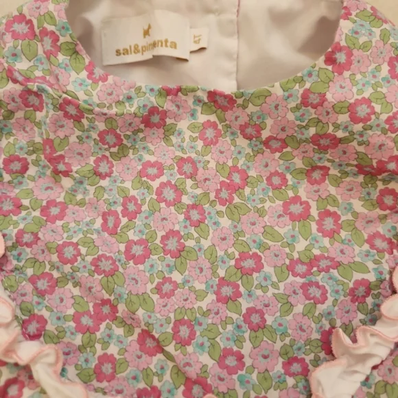 Sal & Pimenta 4t Spanish floral smocked heirloom dress Pink spring summer easter - Picture 2 of 4